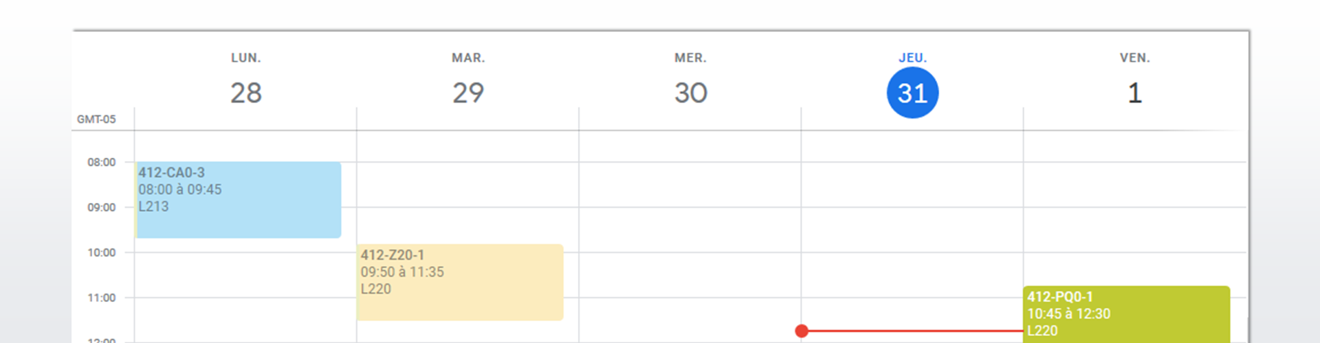 Gérer mon horaire en ligne