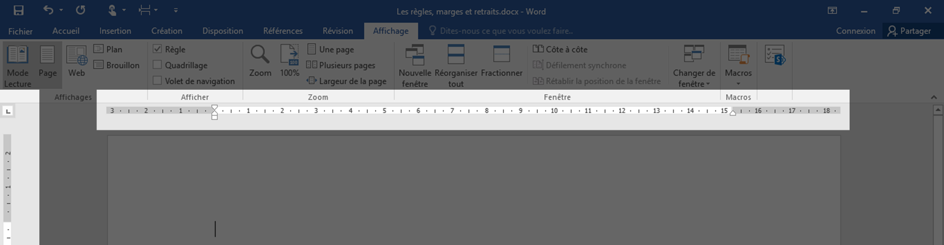 Règles, marges et retraits