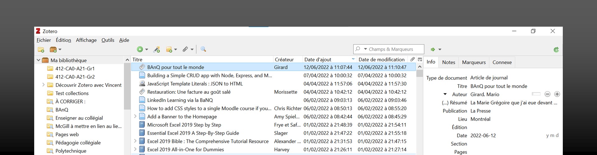 Zotero : gérer nos références